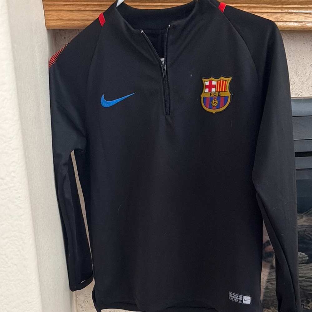 Nike FC Barcelona Black Quarter-Zip Pullover
